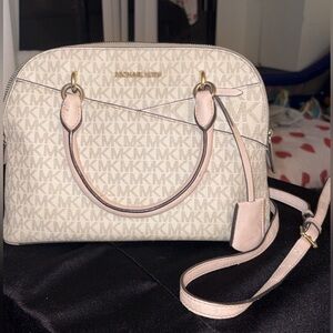 Michael Kors Signature Pink and Cream Dome Satchel